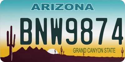 AZ license plate BNW9874