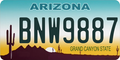 AZ license plate BNW9887