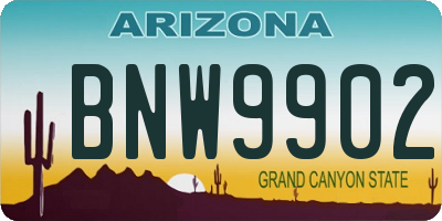 AZ license plate BNW9902