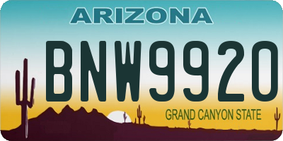 AZ license plate BNW9920