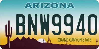 AZ license plate BNW9940