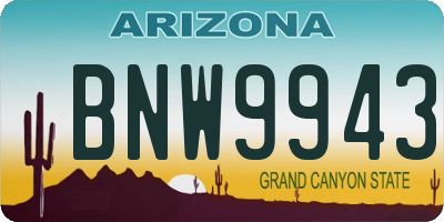 AZ license plate BNW9943