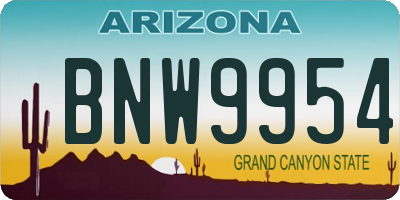 AZ license plate BNW9954