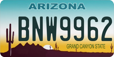 AZ license plate BNW9962