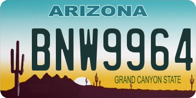 AZ license plate BNW9964