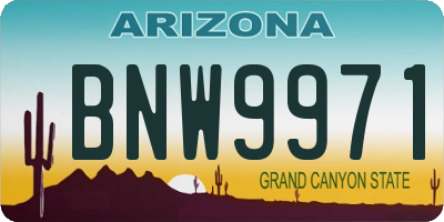AZ license plate BNW9971