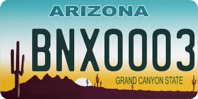 AZ license plate BNX0003