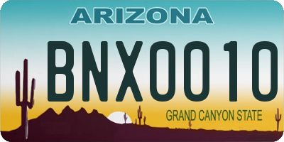 AZ license plate BNX0010