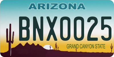 AZ license plate BNX0025
