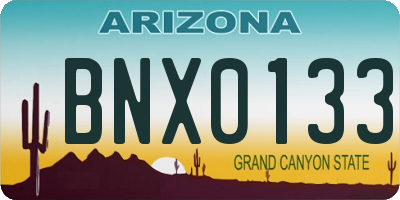 AZ license plate BNX0133