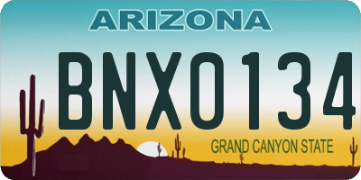 AZ license plate BNX0134