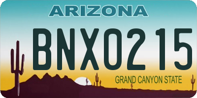 AZ license plate BNX0215
