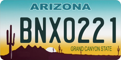 AZ license plate BNX0221