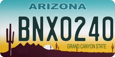 AZ license plate BNX0240