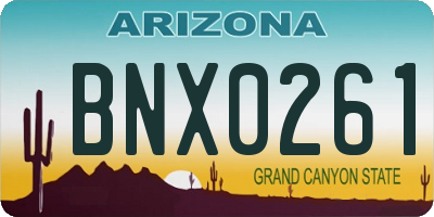 AZ license plate BNX0261