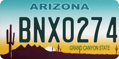 AZ license plate BNX0274