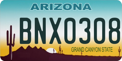 AZ license plate BNX0308