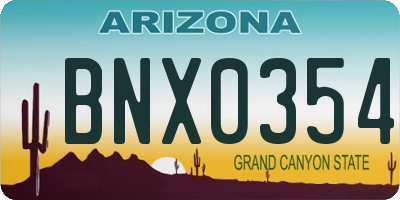 AZ license plate BNX0354