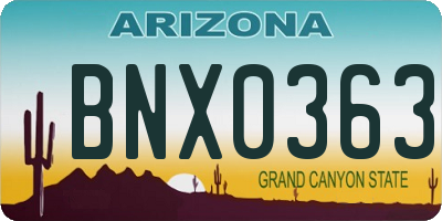 AZ license plate BNX0363