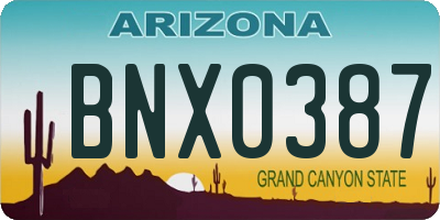 AZ license plate BNX0387