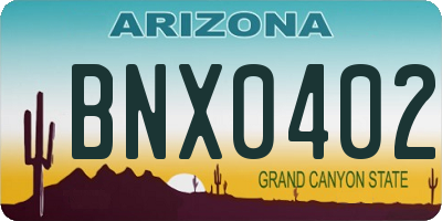 AZ license plate BNX0402