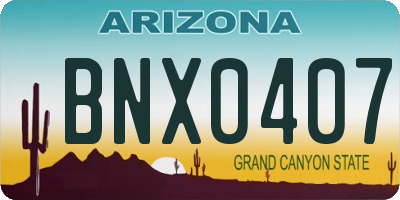 AZ license plate BNX0407