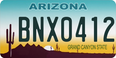 AZ license plate BNX0412