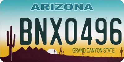 AZ license plate BNX0496