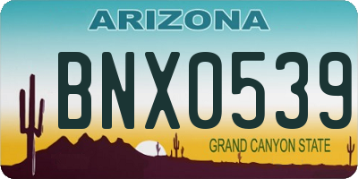 AZ license plate BNX0539