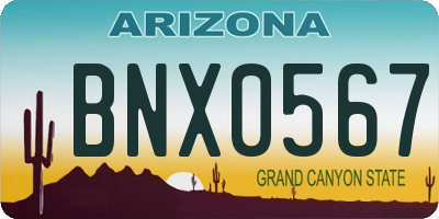 AZ license plate BNX0567