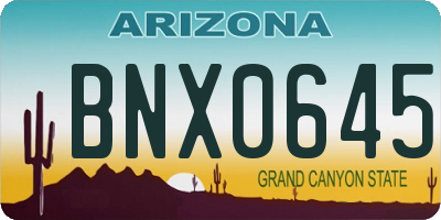 AZ license plate BNX0645