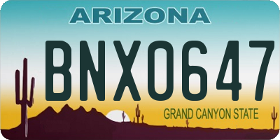 AZ license plate BNX0647