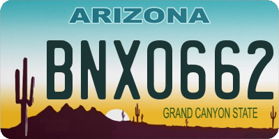 AZ license plate BNX0662