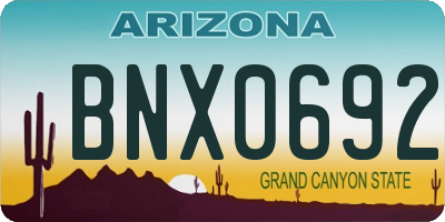 AZ license plate BNX0692