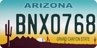 AZ license plate BNX0768