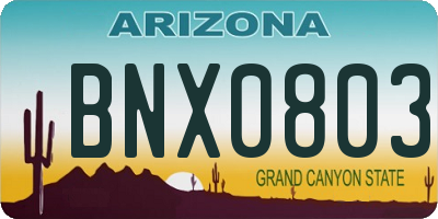 AZ license plate BNX0803