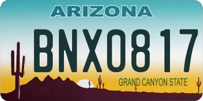AZ license plate BNX0817