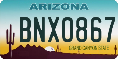 AZ license plate BNX0867