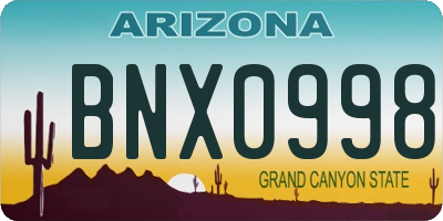 AZ license plate BNX0998