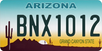 AZ license plate BNX1012