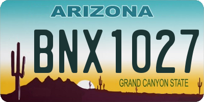 AZ license plate BNX1027