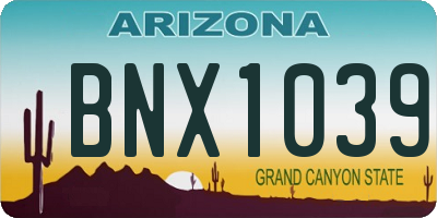 AZ license plate BNX1039
