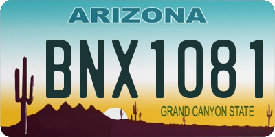 AZ license plate BNX1081