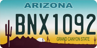 AZ license plate BNX1092