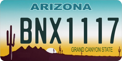 AZ license plate BNX1117