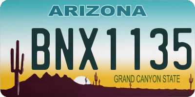 AZ license plate BNX1135