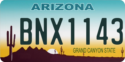 AZ license plate BNX1143