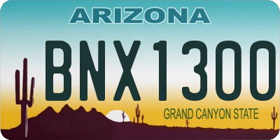 AZ license plate BNX1300