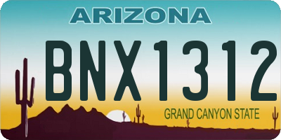 AZ license plate BNX1312