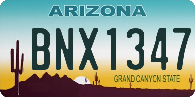 AZ license plate BNX1347